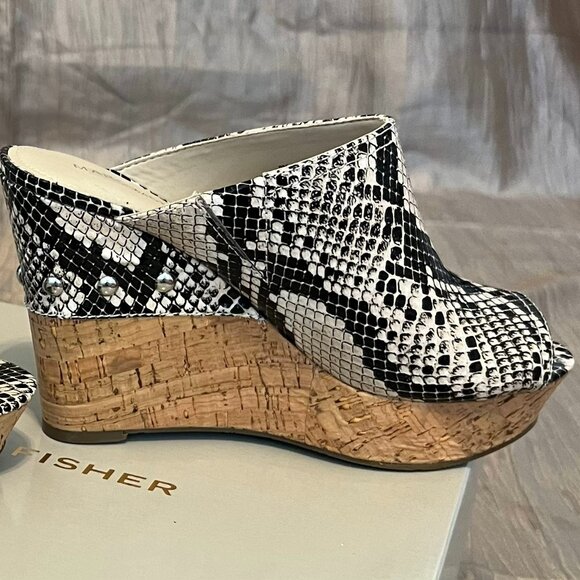 Marc Fisher Open Toe Platform Snakeskin Espadrilles - Picture 1 of 5